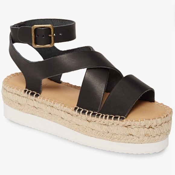 Soludos Olympia Black Leather Platform Espadrille Sandals Anthropologie 8 - Picture 3 of 8